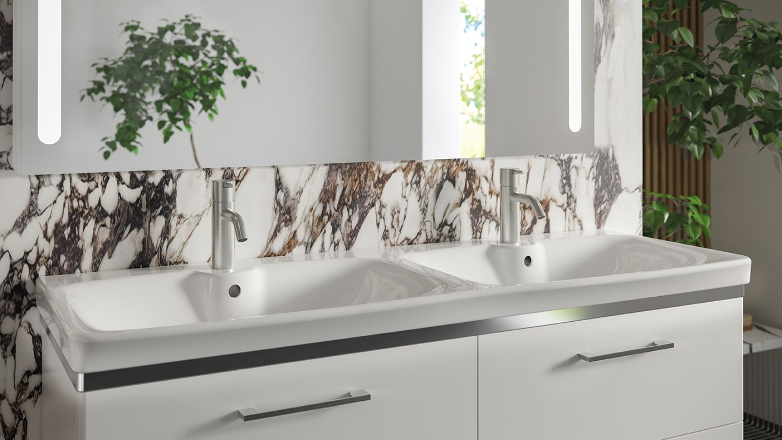 Ifö Vinta Art izlietne ar diviem krāniem Ifö Vinta Art izlietne ar diviem krāniem